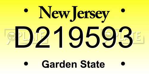 D219593 New Jersey License Plate