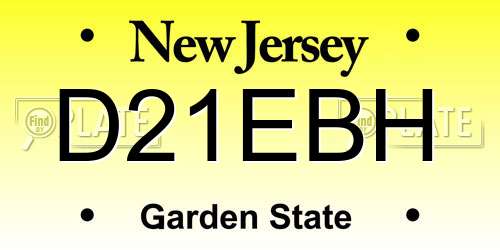 D21EBH New Jersey License Plate