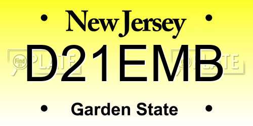 D21EMB New Jersey License Plate