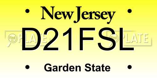 D21FSL New Jersey License Plate