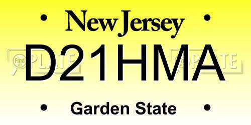 D21HMA New Jersey License Plate