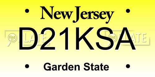 D21KSA New Jersey License Plate