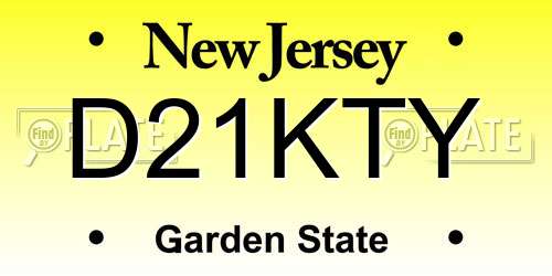 D21KTY New Jersey License Plate