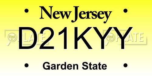 D21KYY New Jersey License Plate
