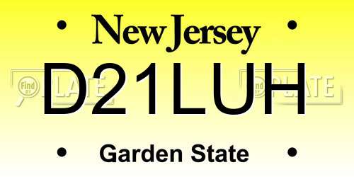 D21LUH New Jersey License Plate