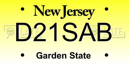 D21SAB New Jersey License Plate