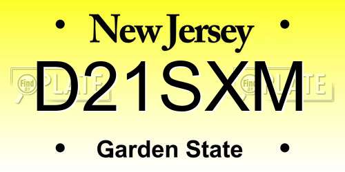 D21SXM New Jersey License Plate