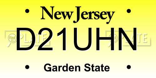 D21UHN New Jersey License Plate