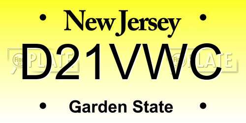 D21VWC New Jersey License Plate