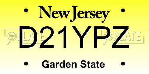 D21YPZ New Jersey License Plate