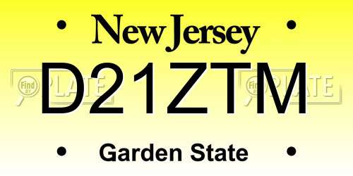 D21ZTM New Jersey License Plate