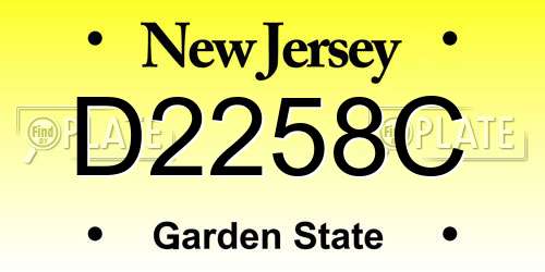 D2258C New Jersey License Plate
