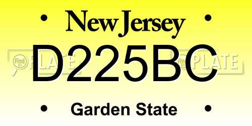D225BC New Jersey License Plate