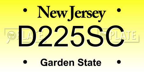 D225SC New Jersey License Plate