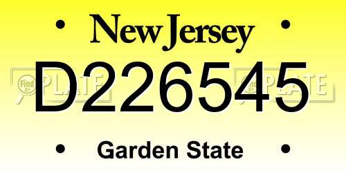 D226545 New Jersey License Plate