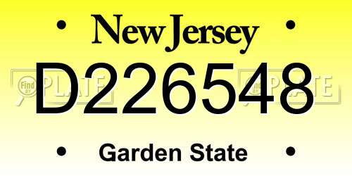 D226548 New Jersey License Plate