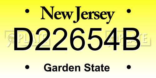 D22654B New Jersey License Plate