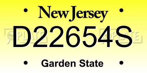 D22654S New Jersey License Plate