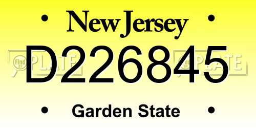 D226845 New Jersey License Plate