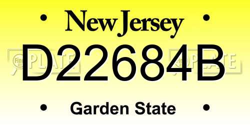 D22684B New Jersey License Plate