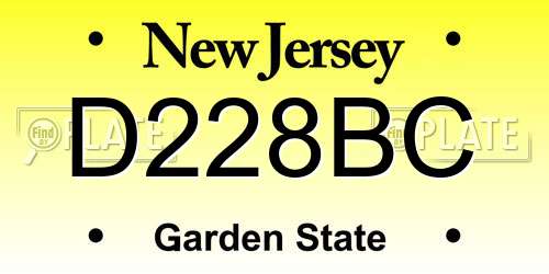 D228BC New Jersey License Plate