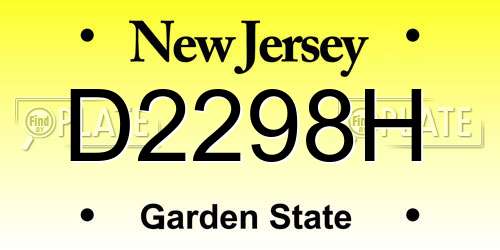 D2298H New Jersey License Plate