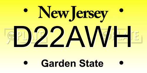 D22AWH New Jersey License Plate