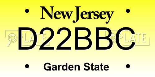 D22BBC New Jersey License Plate