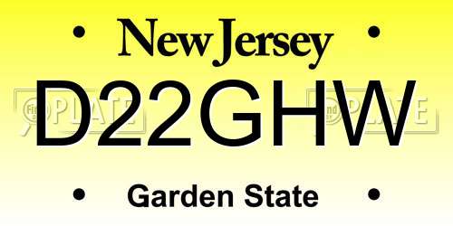D22GHW New Jersey License Plate