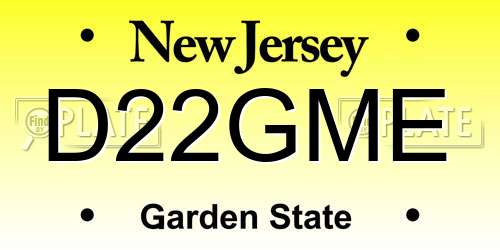 D22GME New Jersey License Plate