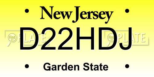 D22HDJ New Jersey License Plate
