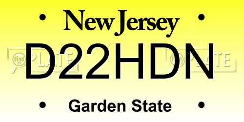 D22HDN New Jersey License Plate