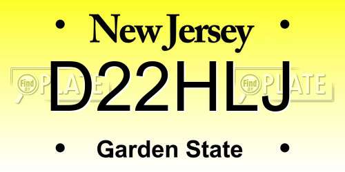 D22HLJ New Jersey License Plate