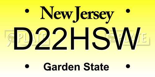 D22HSW New Jersey License Plate