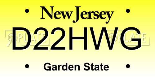 D22HWG New Jersey License Plate