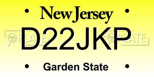 D22JKP New Jersey License Plate