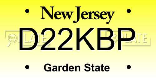 D22KBP New Jersey License Plate