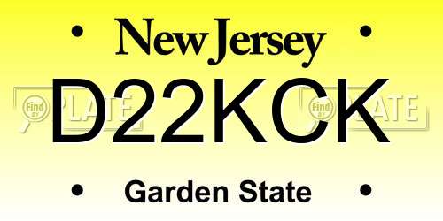 D22KCK New Jersey License Plate