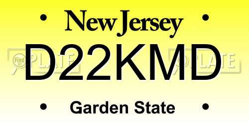 D22KMD New Jersey License Plate