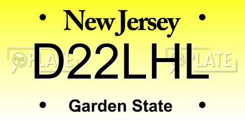 D22LHL New Jersey License Plate