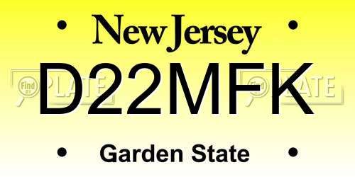D22MFK New Jersey License Plate