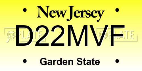 D22MVF New Jersey License Plate