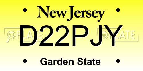 D22PJY New Jersey License Plate