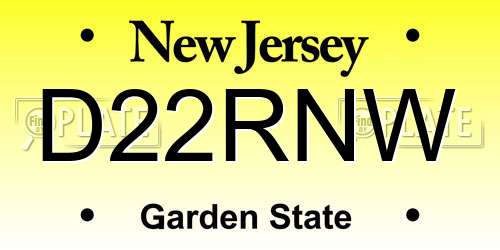 D22RNW New Jersey License Plate
