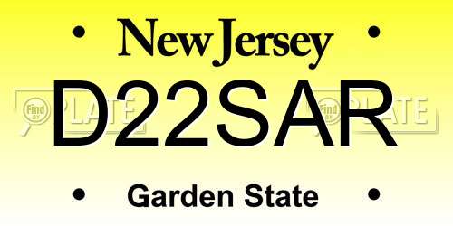 D22SAR New Jersey License Plate