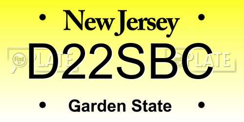 D22SBC New Jersey License Plate