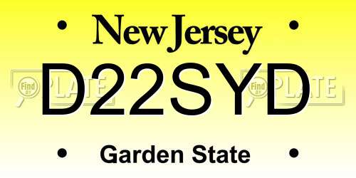 D22SYD New Jersey License Plate