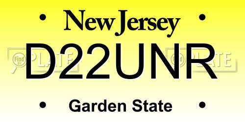D22UNR New Jersey License Plate