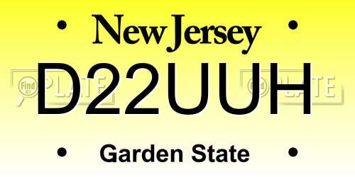 D22UUH New Jersey License Plate