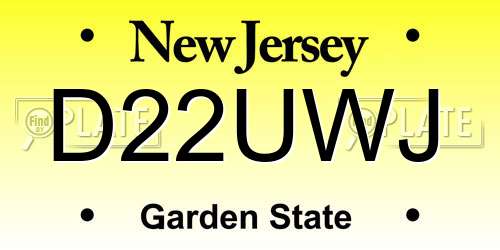 D22UWJ New Jersey License Plate